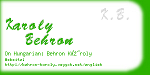 karoly behron business card